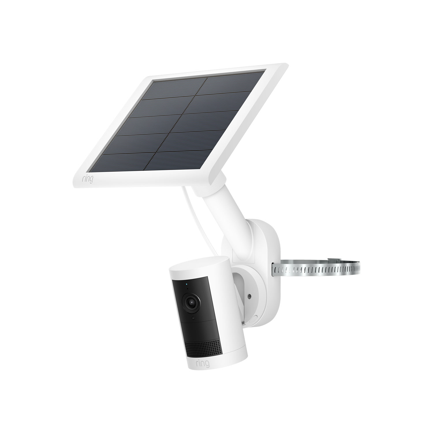 Pole and Wall Mount (for For Cameras and Solar Panels) - White