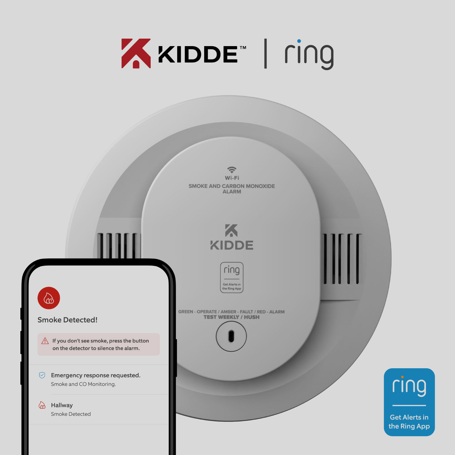 KIDDE Battery Smart Smoke Alarm  - KIDDE Smart Smoke Alarm collaboration with Ring.