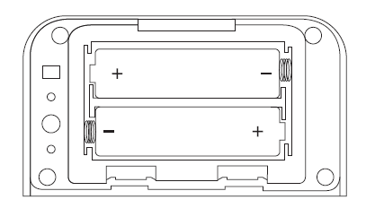 Outdoor Contact Sensor battery compartment with batteries in it.